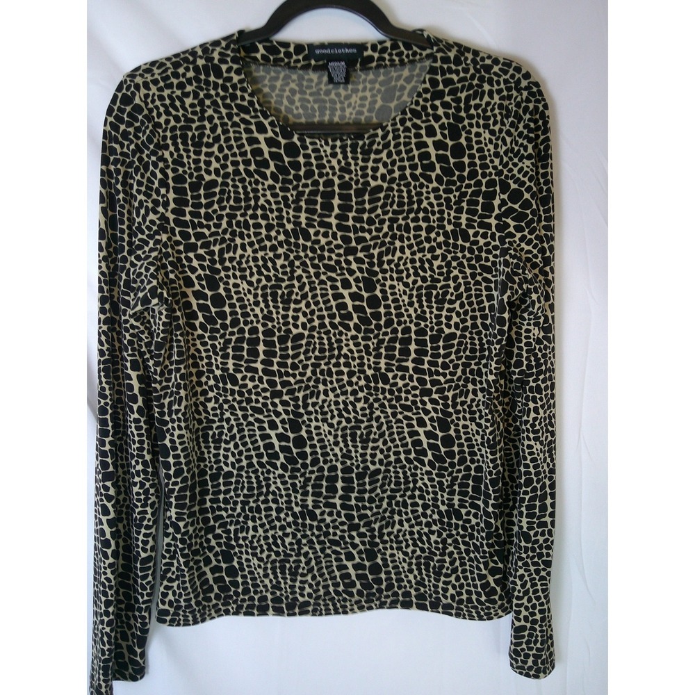 GoodClothes Women's Long‎ Sleeve Top Medium Animal Print Crew Neck
